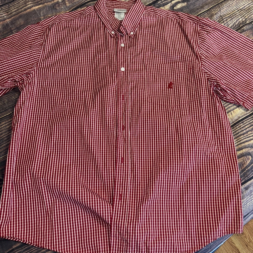 Walt Disney World Mens Dress Shirt XLarge Red White Plaid Embroidered Mickey XL - Picture 4 of 7